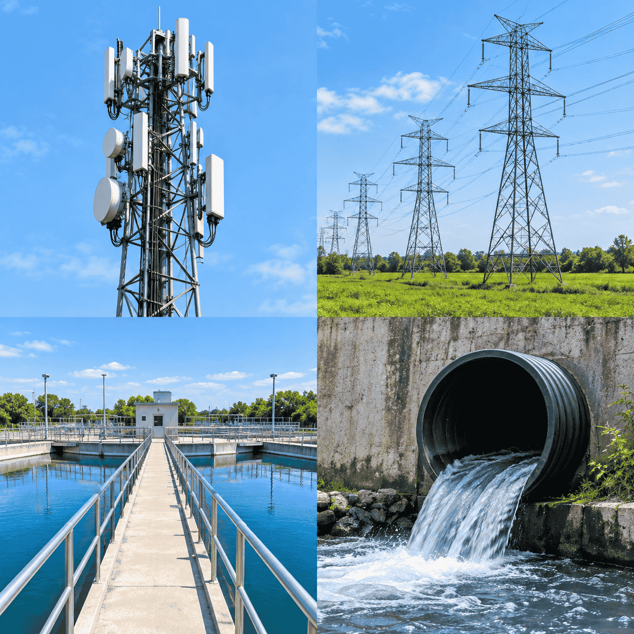 Telecom electrical water and drainage infrastructure applications